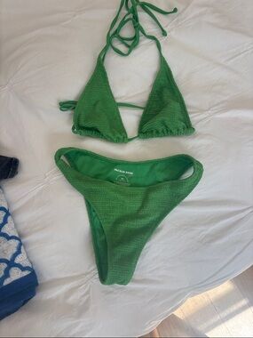 PacSun Bright Green Textured Bikini Set